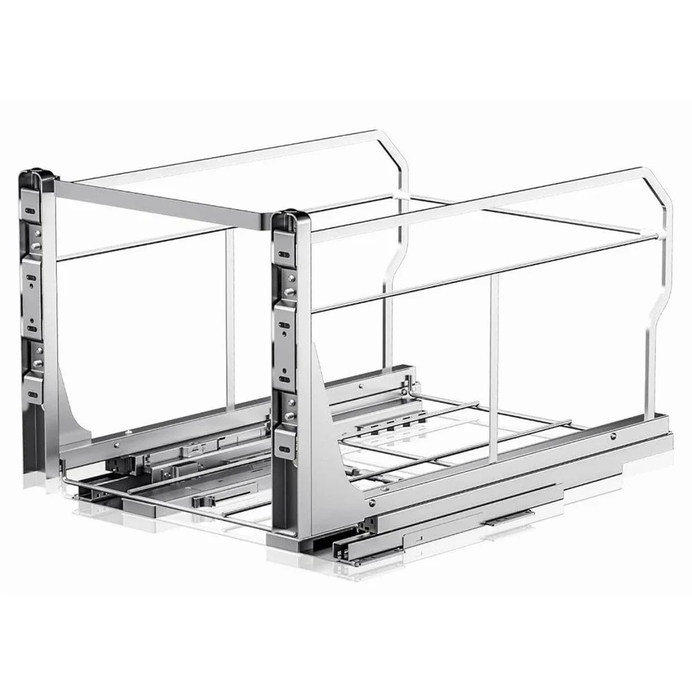 Pull Out Trash Can Under Cabinet with Push to Open Slides, Heavy Duty Under S...